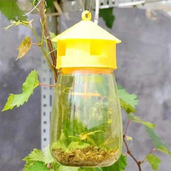 Outdoor Fruit Fly Trap 4-Pack – Plastic Drosophila Catcher and Yellow Jacket Bee Killer – Eco-Friendly Hanging Insect Pest Control for Orchard, Garden, and Farm (Lure/Bait Not Included) - Image 2