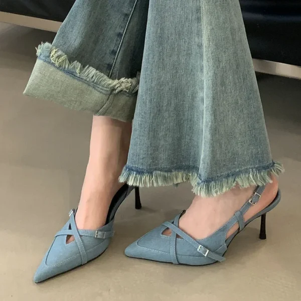 Party Ladies Thin Heels Pumps Shoes Slingbacks, Fashion Pointed Toe Elegant Women High Heels Shoes - Image 6