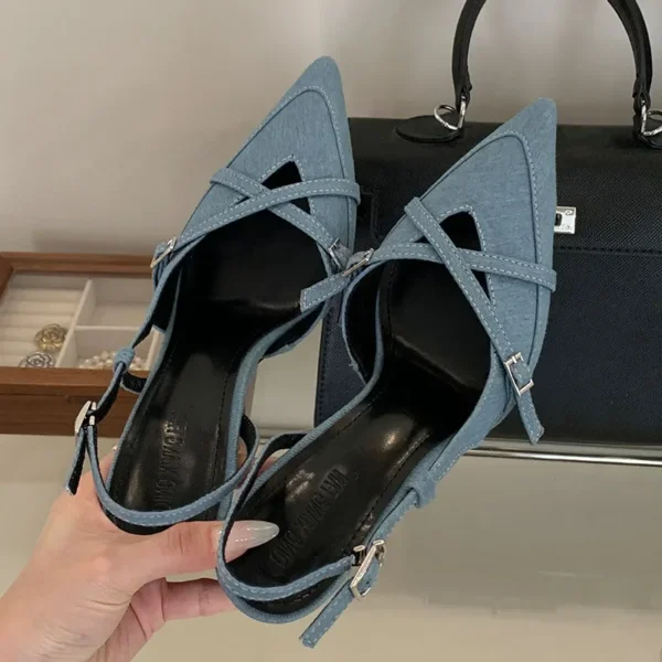 Party Ladies Thin Heels Pumps Shoes Slingbacks, Fashion Pointed Toe Elegant Women High Heels Shoes - Image 3