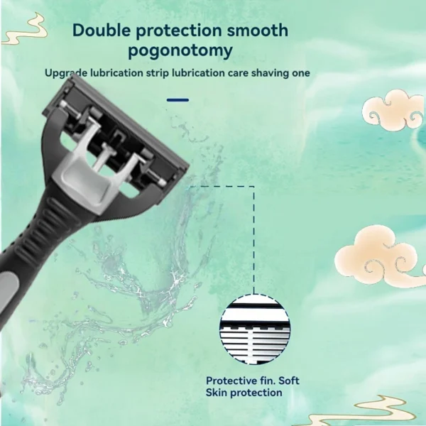 Men's manual razor safety razor 6-layer stainless steel hair removal knife, replaceable razor head, razor tools. - Image 5