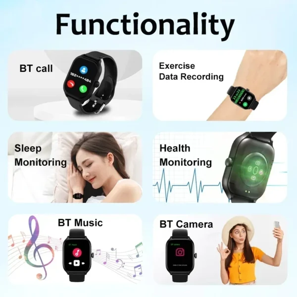 Men's Smart Watch Women's Gift 2.01inch, HD Full Touch Screen Sports Fitness Watch Electronics Bluetooth Talk Smartwatch - Image 2