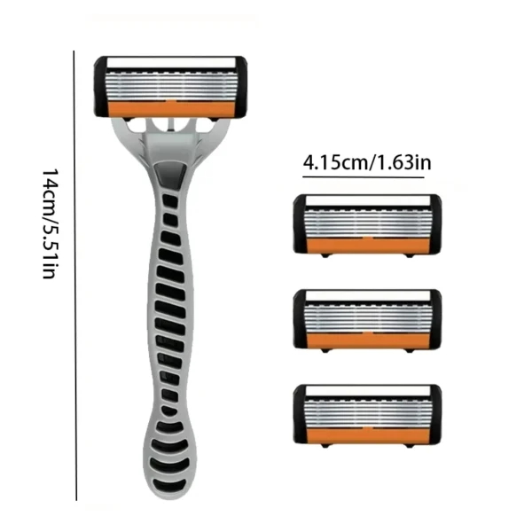 Men's manual razor safety razor 6-layer stainless steel hair removal knife, replaceable razor head, razor tools. - Image 4