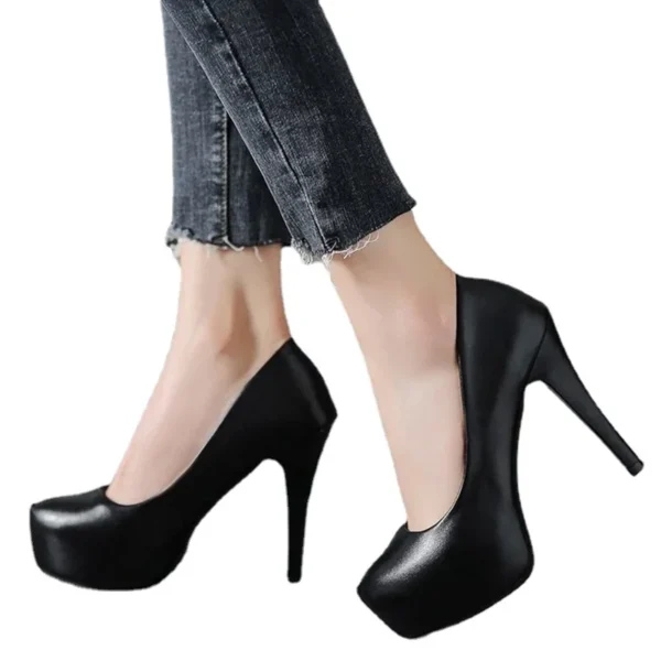 High Heels Women Stiletto Princess Waterproof Platform Super Pumps Single Work Shoes Black Woman's Wedding Shoes - Image 6
