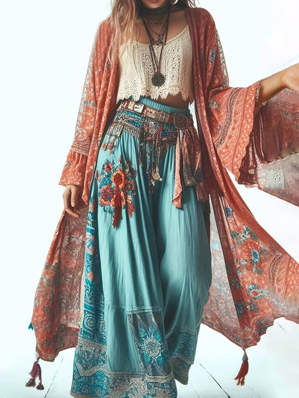 kf-Sb7df8e52a98242b595136af7121edfffc Women Long Sleeve Cardigan Summer New Thin Loose Bohemian Print Mid-length Cardigan Holiday Fashion - Image 1
