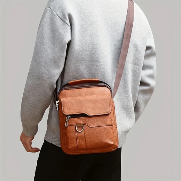 Multi-purpose men's shoulder bag for work, PU crossbody briefcase with handle, professional casual daypack - Image 6