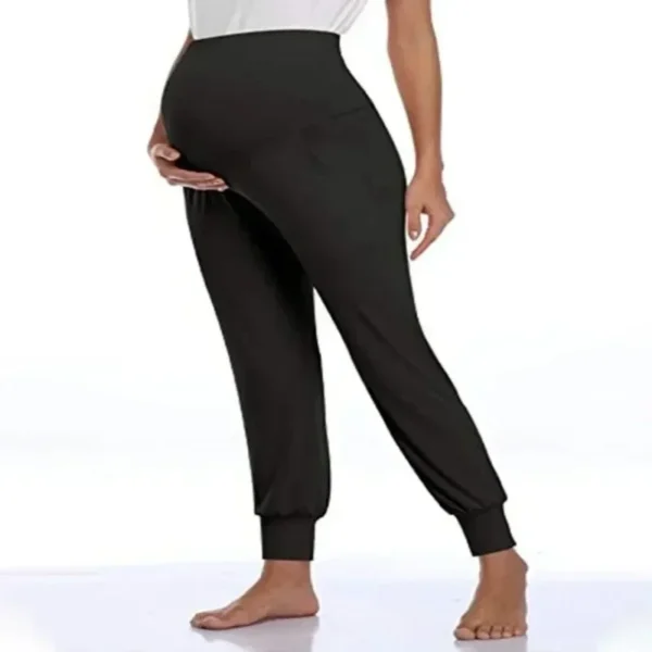 Spring Maternity Women's Casual Pants Solid High Waist Strechy Lounge Trousers For Pregnant Women Joggers With Pockets - Image 3