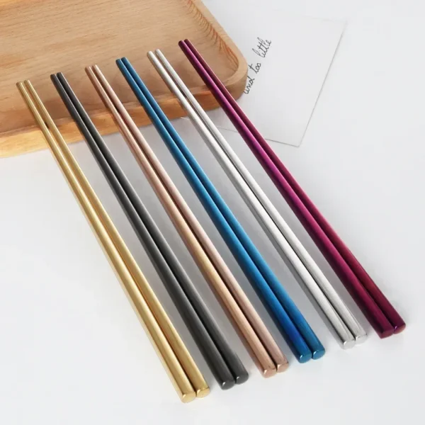 1 Pair Stainless Steel Chopsticks Reusable Portable Food Sticks Korean Metal Chopsticks Kitchen Accessories Dishwasher Safe - Image 2