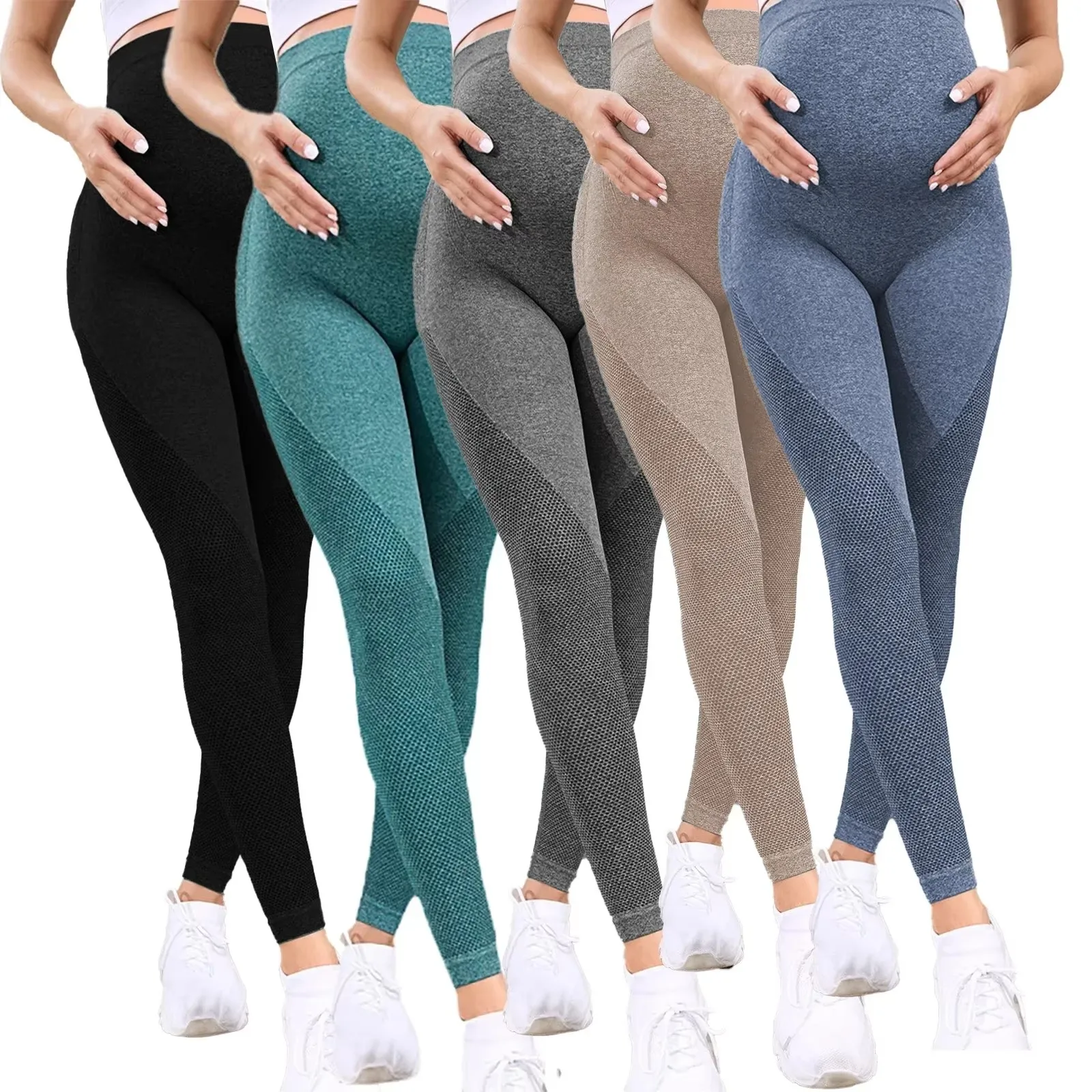 kf-Sca530fdc591843b38b1d776bce6daecba Women's Maternity Leggings Over The Belly Pregnancy Activewear Workout Yoga Pants - Image 1