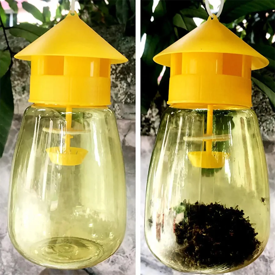 kf-Sd1574f6bad8b44b99ab0b89ed86e4554a Outdoor Fruit Fly Trap 4-Pack – Plastic Drosophila Catcher and Yellow Jacket Bee Killer – Eco-Friendly Hanging Insect Pest Control for Orchard, Garden, and Farm (Lure/Bait Not Included) - Image 1