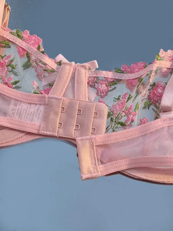 New Pink Bra Women Lingerie Set Ladies Embroidery Floral Bras Underwear Sets - Image 6