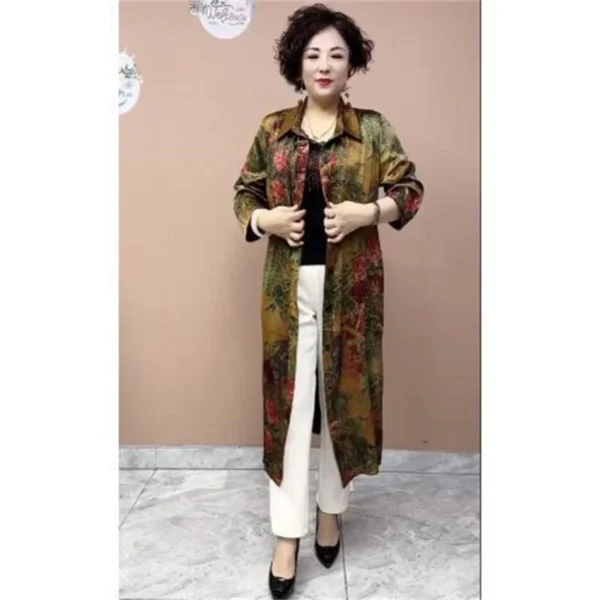 Ethnic Style Windbreaker Women's Long Fashion Loose Fitting Oversized Spring Autumn New Vintage Over Knee Casual Trench Coat - Image 3