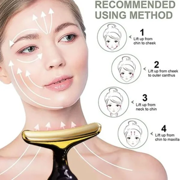 3-in-1 Facial Massager and Neck Lifting Device - Anti-Aging Skin Tightening Machine for Face, Neck & Eyes - V-Line Jaw Sculpting & Wrinkle Removal Tool - Image 2