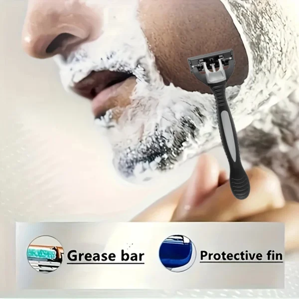 Men's manual razor safety razor 6-layer stainless steel hair removal knife, replaceable razor head, razor tools. - Image 6