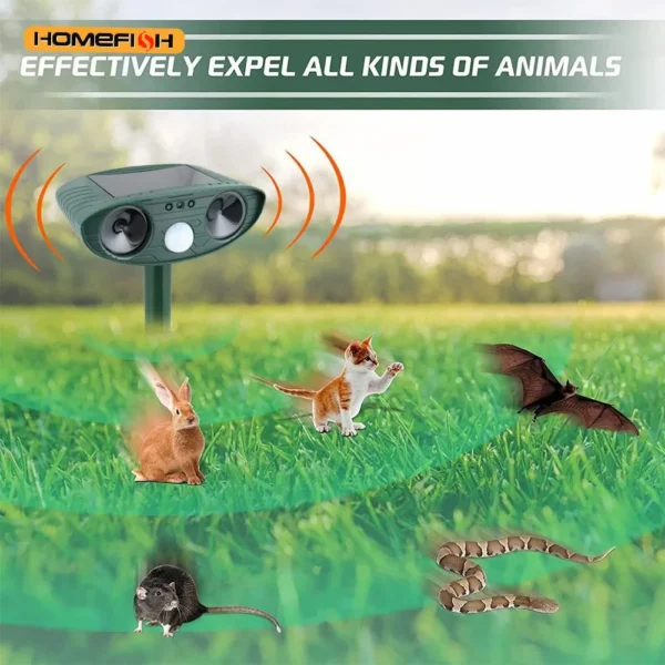 Solar Outdoor Ultrasonic Animal Repeller | deters Cats, Dogs & Pests | Waterproof & Rechargeable - Image 6