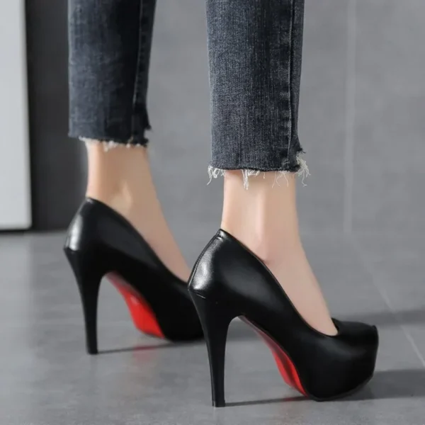 High Heels Women Stiletto Princess Waterproof Platform Super Pumps Single Work Shoes Black Woman's Wedding Shoes - Image 3