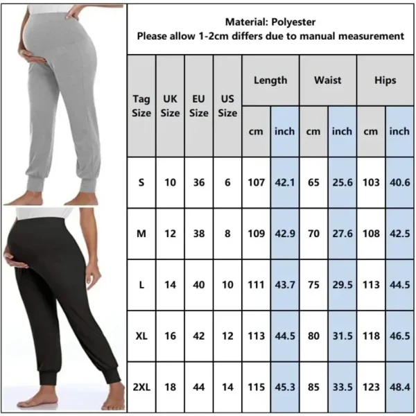 Spring Maternity Women's Casual Pants Solid High Waist Strechy Lounge Trousers For Pregnant Women Joggers With Pockets - Image 6