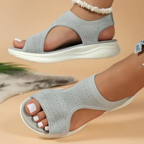 Summer Comfortable Casual Sports Sandals, Women's Beach Wedge Sandals Women's Mesh Knitted Roman Sandals - Image 3