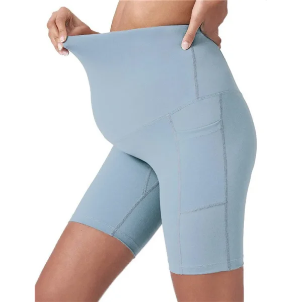 Women's Maternity Yoga Shorts Over The Belly Bump Summer Workout Running Active Short Pants with Pockets - Image 5