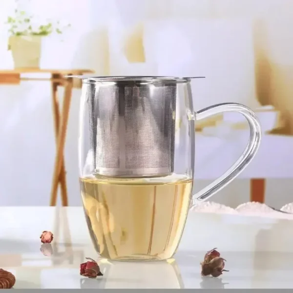 Stainless Steel Mesh Tea Maker with Lid Filter - Coffee Filter Basket Tea Filter Be Reusable Strainer - Image 2