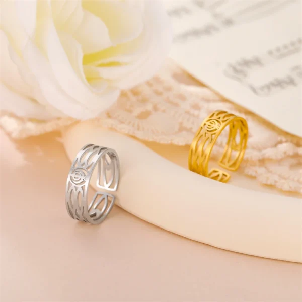 Fashion Sikhism Symbol Rings For Women Men Stainless Steel Adjustable Classic Sikh Khanda Ring Religious Amulet Jewelry - Image 4