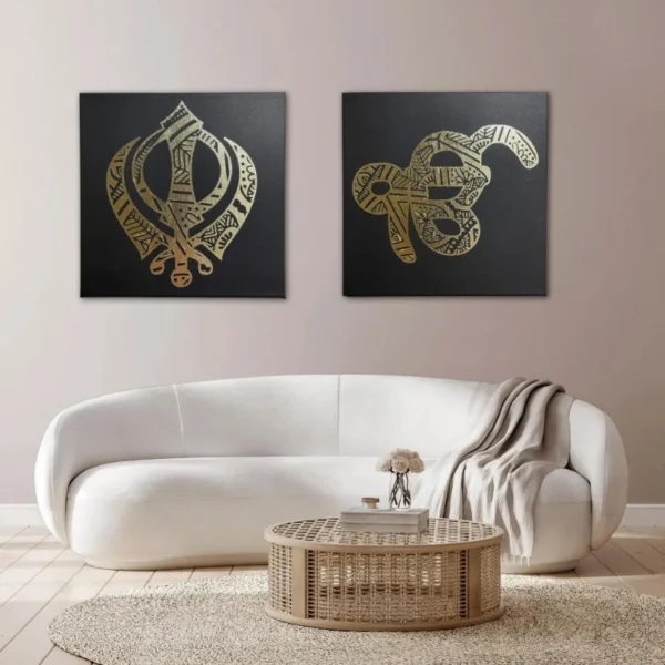 Handmade Sikh Khanda and Ek Onkar Mandala Metal Wall Art - Set of Two Spiritual Home Decor for Gurudwara Yoga Studios Sikhism Gift - Image 4