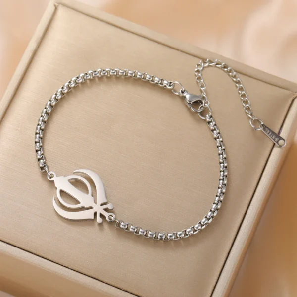 Dawapara Sikh Religious Symbol Khanda Bracelet Sikhism Sword Protection Amulet Stainless Steel Beads Bracelet Couple Gift - Image 9