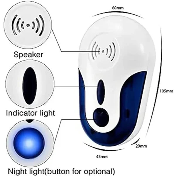Ultrasonic Indoor Pest Repeller | Silent Electronic Mosquito, Fly & Mice Deterrent for Home, Kitchen & Warehouse - Image 3