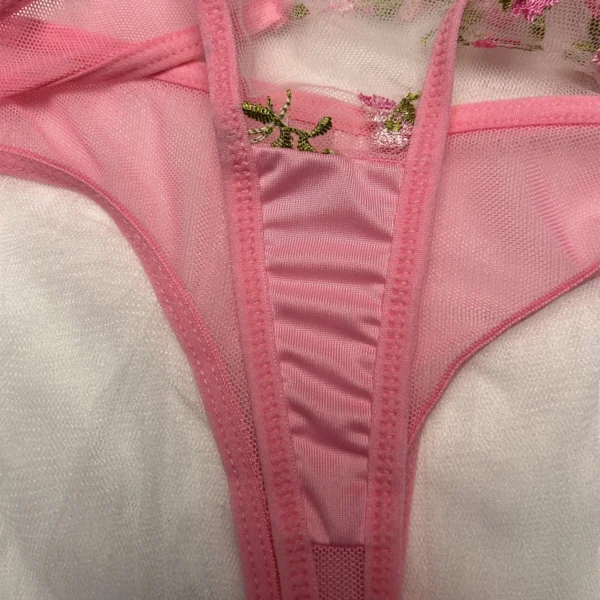 Pink Lingerie Woman Lace Underwear Fairy Embroidery Brief Sets Bra Panties Kits Breves Sets - Image 4