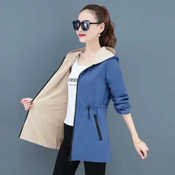 Double-Sided Trench Coat Women, New Korean Casual Spring Autumn Loose Mid Long Windbreakers Female - Image 4