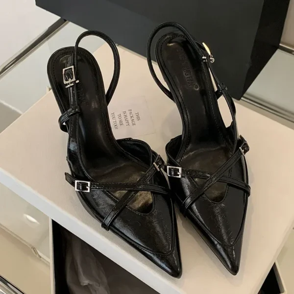 Party Ladies Thin Heels Pumps Shoes Slingbacks, Fashion Pointed Toe Elegant Women High Heels Shoes - Image 4