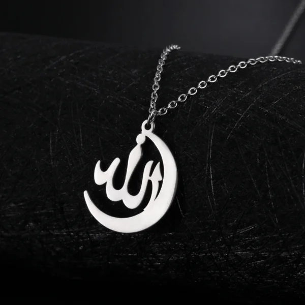 Cazador Classic Allah Pendant Necklace • Stainless Steel Arabic Calligraphy Chain • Unisex Islamic Jewelry - Image 5