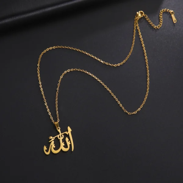 COOLTIME Gold Arabic Allah Necklace • Stainless Steel Islamic Blessing Charm • Trend Unisex Streetwear Faith Jewelry - Image 5