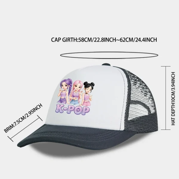 Y2K-Style Baseball Cap with K-Pop Print Design | Summer Mesh Trucker Cap | Festival Gift | Streetwear Sun Hat | Perfect Gift - Image 2