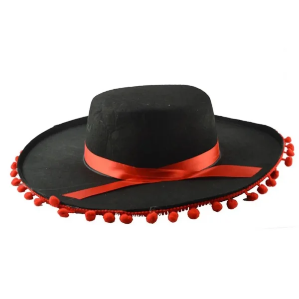 Fuzz Ball Mexican Sombrero Hats Stage Performance Dance Spanish Mexican Hat Costumes Dress Up Wide Brim Spanish-style Hat - Image 3