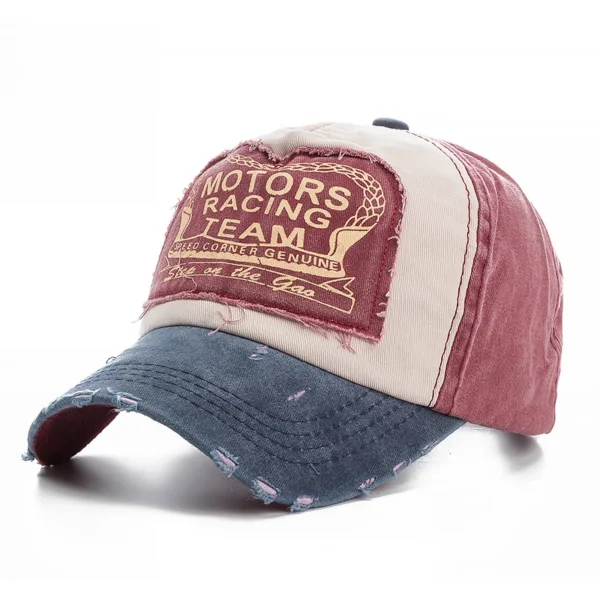 Distressed Washed Cotton Baseball Cap | Retro Motorcycle Snapback Hat for Men & Women - Image 3