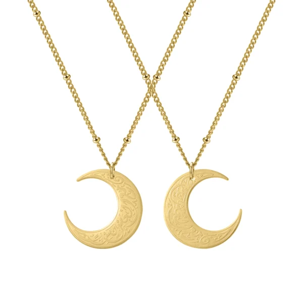 Arabic Calligraphy Crescent Necklace • 18K Gold Plated Inshirah Pendant • Muslim Spiritual Jewelry Gift - Image 2