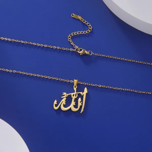 COOLTIME Gold Arabic Allah Necklace • Stainless Steel Islamic Blessing Charm • Trend Unisex Streetwear Faith Jewelry - Image 4