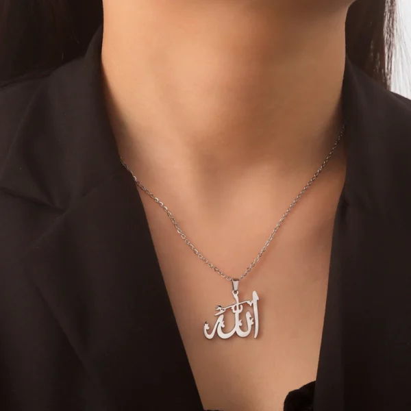 COOLTIME Gold Arabic Allah Necklace • Stainless Steel Islamic Blessing Charm • Trend Unisex Streetwear Faith Jewelry - Image 6