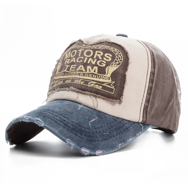 Distressed Washed Cotton Baseball Cap | Retro Motorcycle Snapback Hat for Men & Women - Image 4