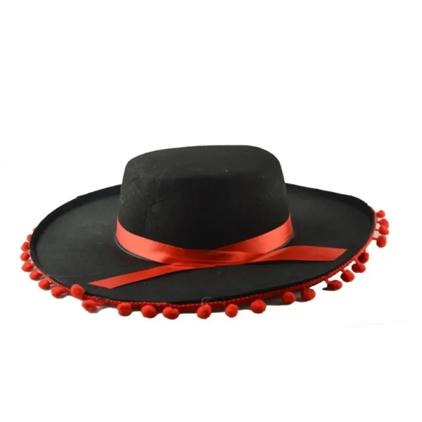 Fuzz Ball Mexican Sombrero Hats Stage Performance Dance Spanish Mexican Hat Costumes Dress Up Wide Brim Spanish-style Hat - Image 5