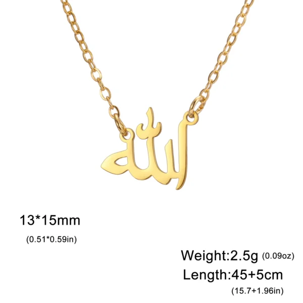Jeshayuan Gold Allah Choker Necklace • Stainless Steel Arabic Nameplate Jewelry • Elegant Muslim Amulet for Women - Image 6