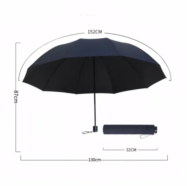 Oversized 130cm Compact Beach & Travel Umbrella | Heavy-Duty Windproof Parasol - Image 5