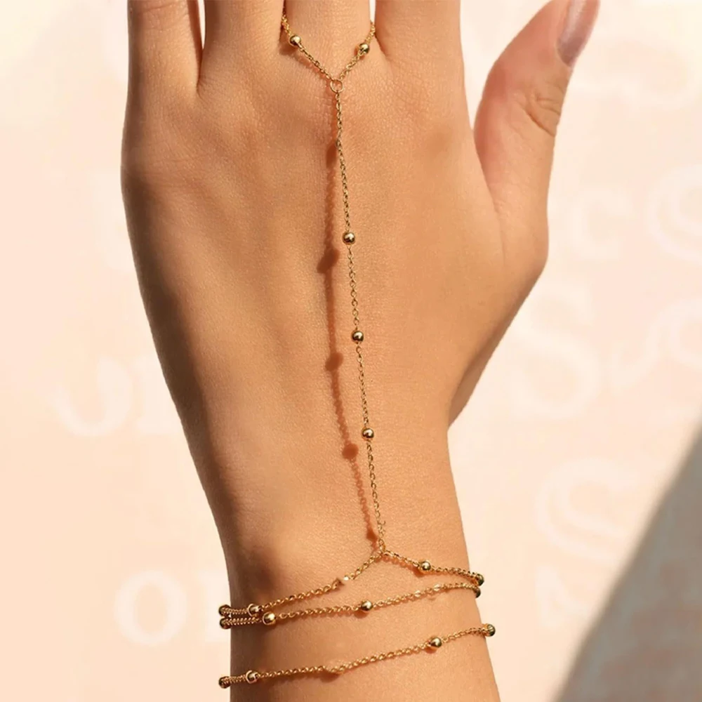 kf-Sf2aa1a4ce5d3486386c7a2449c2ed92bF Dainty Hand Chain Bracelet Ring Stainless Handmade Link Chains Connecting Harness Bracelets Hand Jewelry for Women Trendy Gift - Image 1