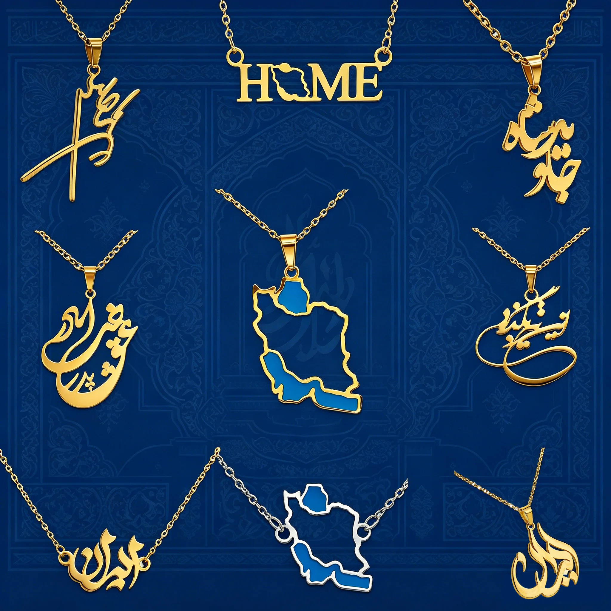 kf-Sff1a3c2be5ea4bbd8b37b12321ab19fb7 Mohammad Reza Pahlavi Signature Necklace • Stainless Steel Persian Royalty Pendant • Iran Cultural Heritage Jewelry - Image 1