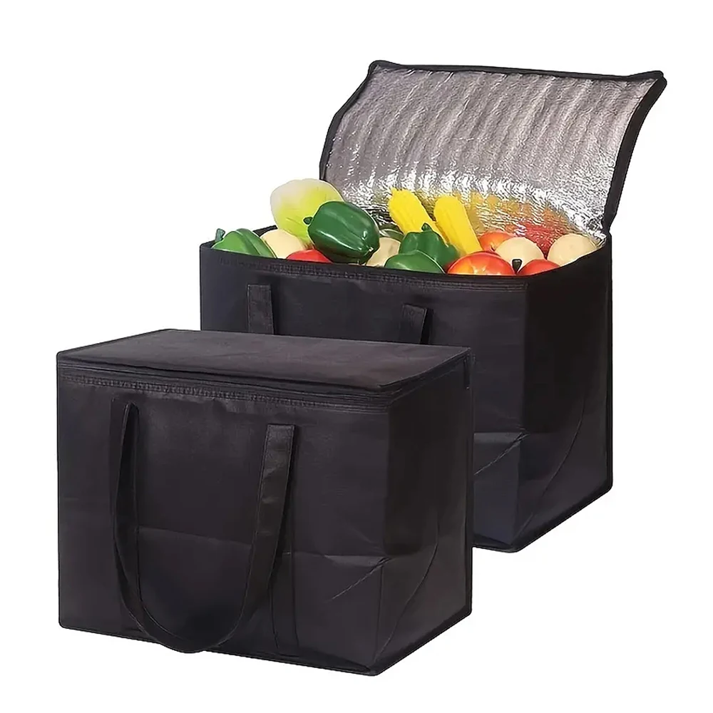 kf-S5970eb2f6c17479b97a2ef0cd6f51147N 1PC Large Insulated Food Bag Reusable Foldable Hot Cold Meals Grocery Bags Zipper Bag Lightweight for Picnic Camping Outdoor - Image 1